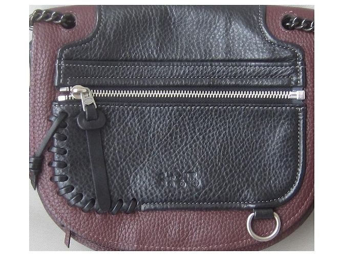 Borsa Coach in pelle martellata nera e bordeaux Nero - vista 4
