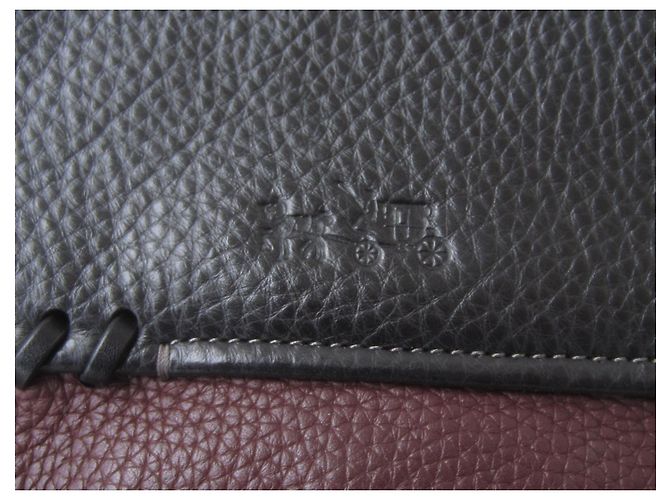 Borsa Coach in pelle martellata nera e bordeaux Nero - vista 5
