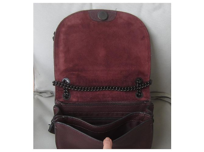 Borsa Coach in pelle martellata nera e bordeaux Nero - vista 6