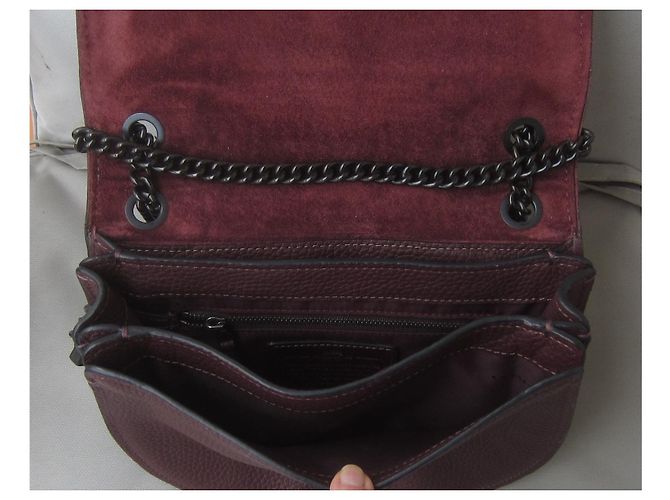 Borsa Coach in pelle martellata nera e bordeaux Nero - vista 7