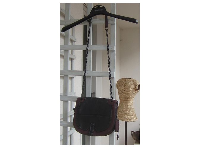Borsa Coach in pelle martellata nera e bordeaux Nero - vista 9