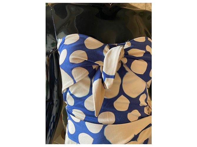 Abito Diane Von Furstenberg in seta e nylon blu beige - vista 2