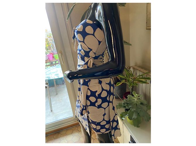 Abito Diane Von Furstenberg in seta e nylon blu beige - vista 3