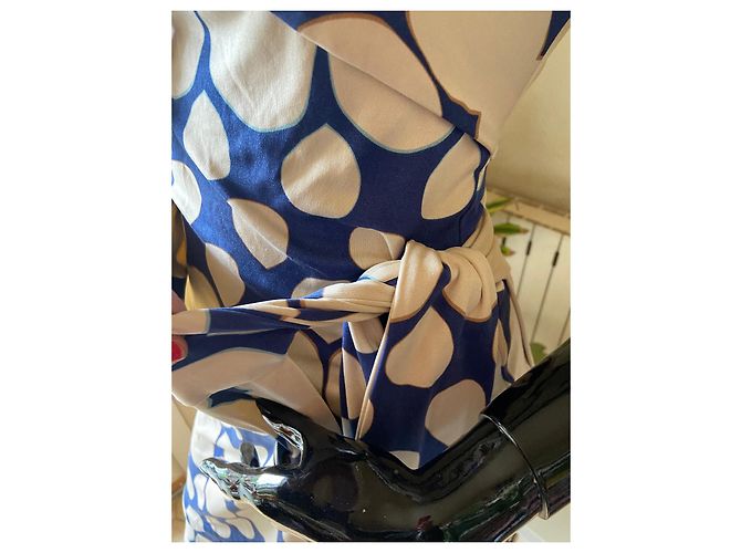 Abito Diane Von Furstenberg in seta e nylon blu beige - vista 5