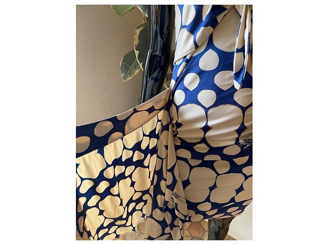 Abito Diane Von Furstenberg in seta e nylon blu beige - vista 8