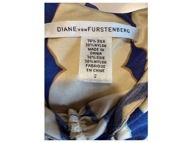 Abito Diane Von Furstenberg in seta e nylon blu beige - vista 9