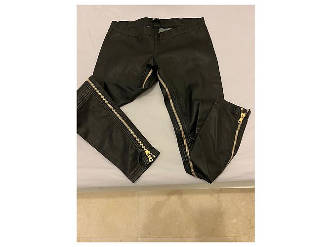 Leggings Balmain de piel de cordero Negro - vista 2