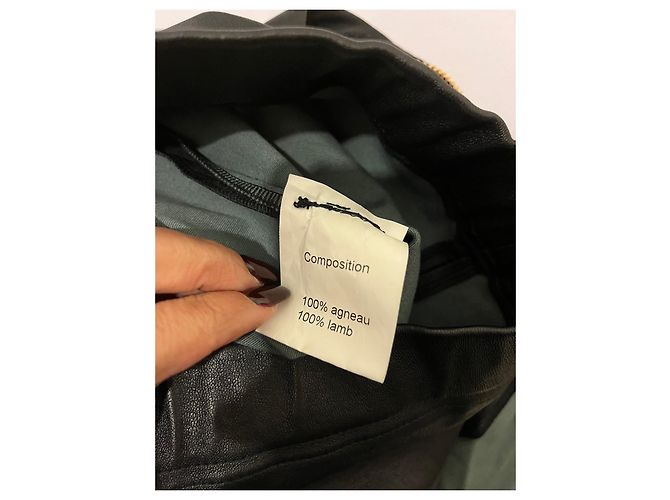 Leggings Balmain de piel de cordero Negro - vista 4