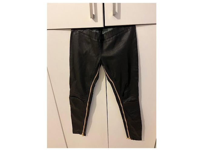 Leggings Balmain de piel de cordero Negro - vista 8