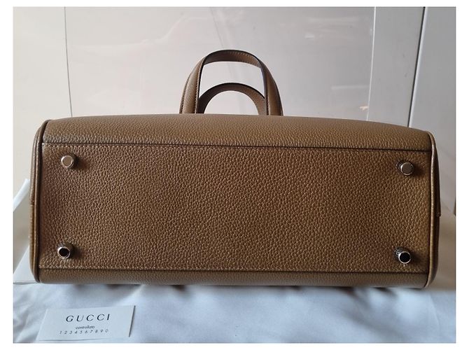 Borsa a mano Gucci Zumi in pelle marrone chiaro - vista 3