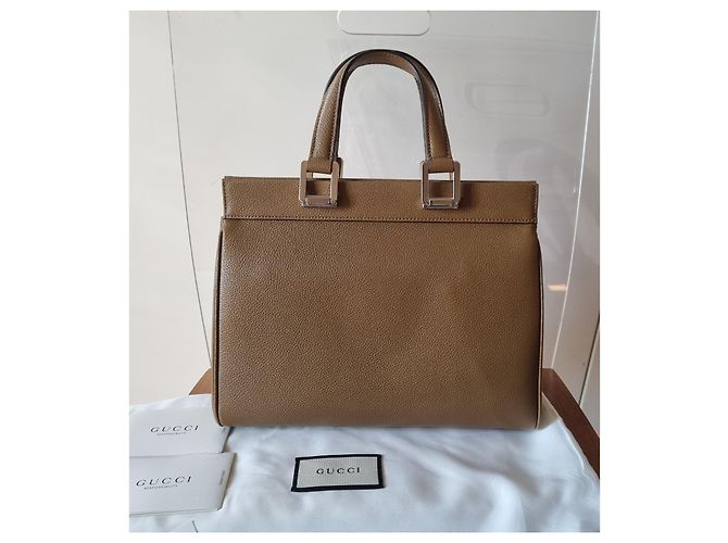 Borsa a mano Gucci Zumi in pelle marrone chiaro - vista 5