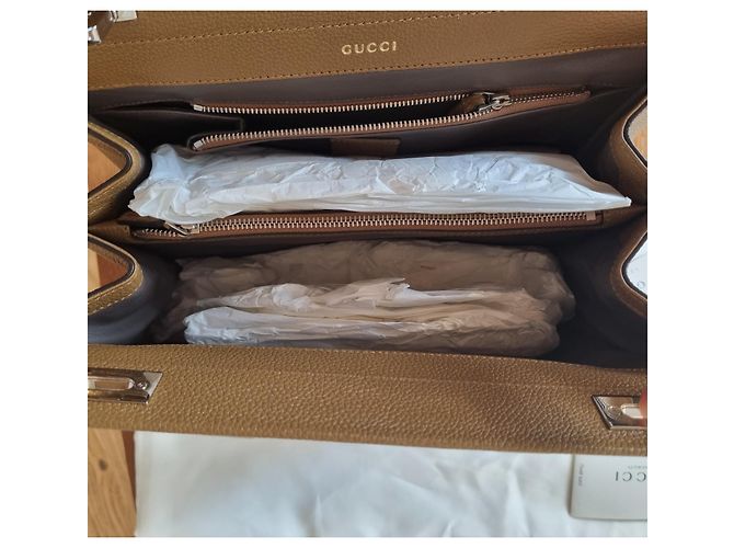 Borsa a mano Gucci Zumi in pelle marrone chiaro - vista 7