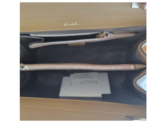Borsa a mano Gucci Zumi in pelle marrone chiaro - vista 8