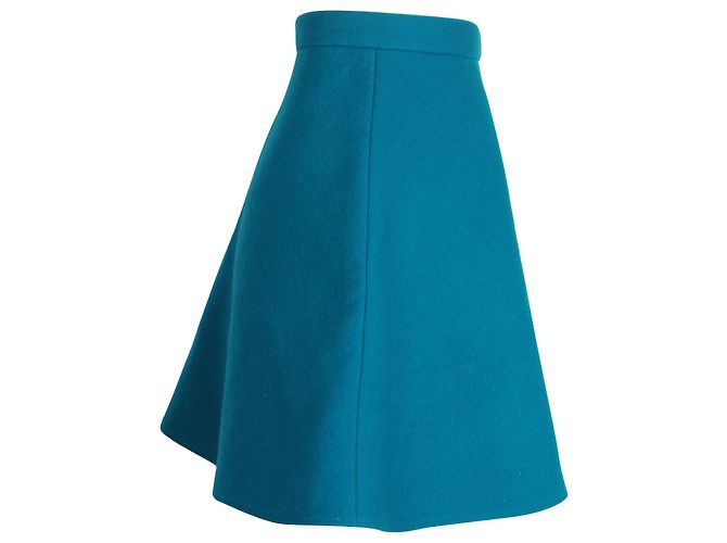Mini-jupe trapèze Miu Miu en laine bleu sarcelle Vert - vue 2