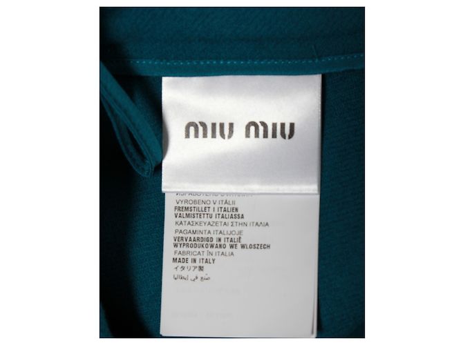 Mini-jupe trapèze Miu Miu en laine bleu sarcelle Vert - vue 4