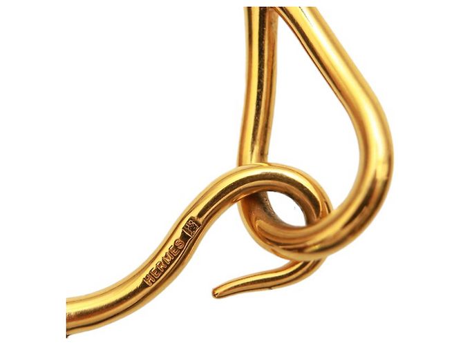 Set di collana girocollo e bracciale Hermès Jumbo Hook & Loop in pelle marrone chiaro dorata - vista 7