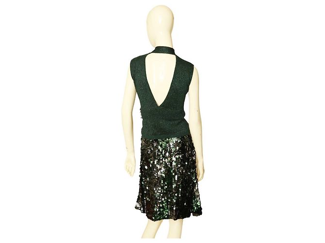 Alessandro Dell'Acqua Camicetta senza maniche verde glitterata con fiocco - vista 2