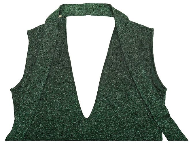 Alessandro Dell'Acqua Camicetta senza maniche verde glitterata con fiocco - vista 7
