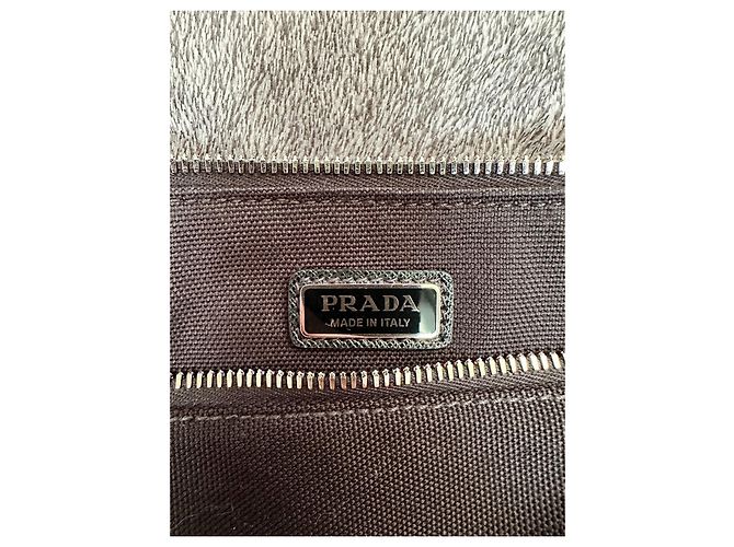 Pochette Prada Triangle in cotone nero - vista 5