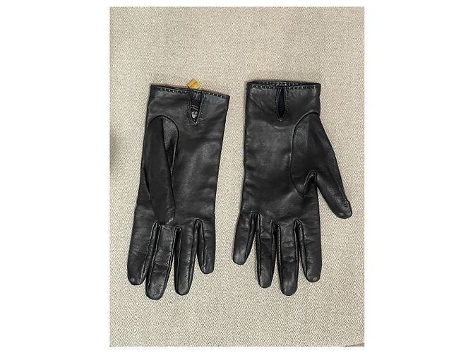 Kelly Hermès HERMES Handschuhe T.Zoll 7 Leder Schwarz - Ansicht 3