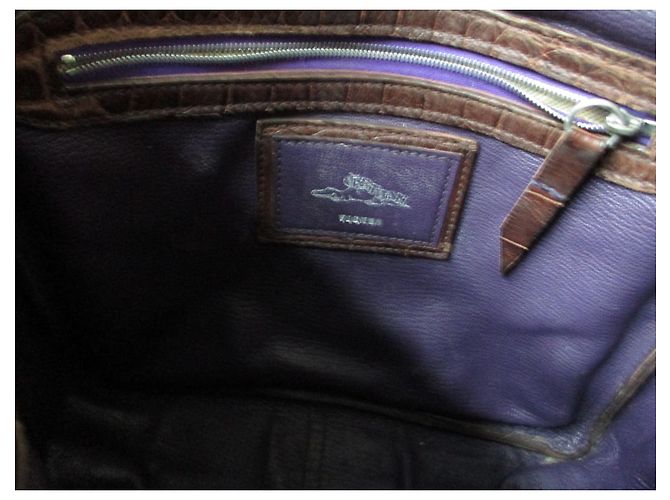 Autre Marque Borsa in coccodrillo marrone. - vista 6
