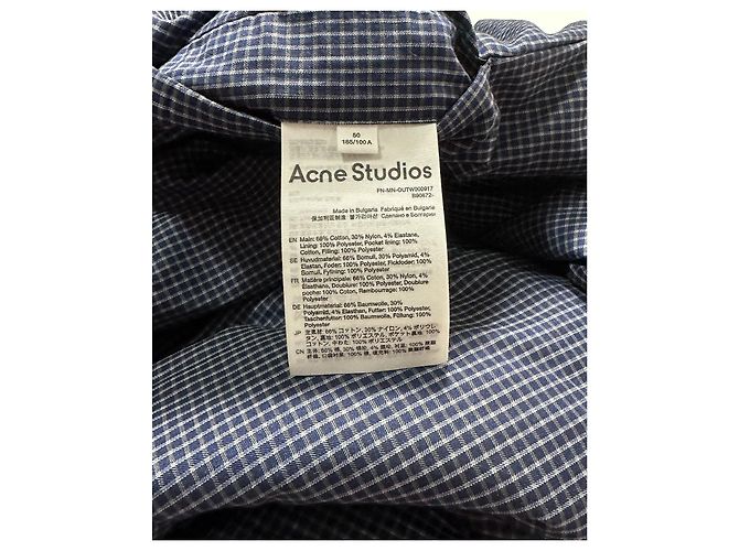 Acne Studios Oddy Wendbare wattierte Hemdjacke Blau Kariert - Ansicht 13