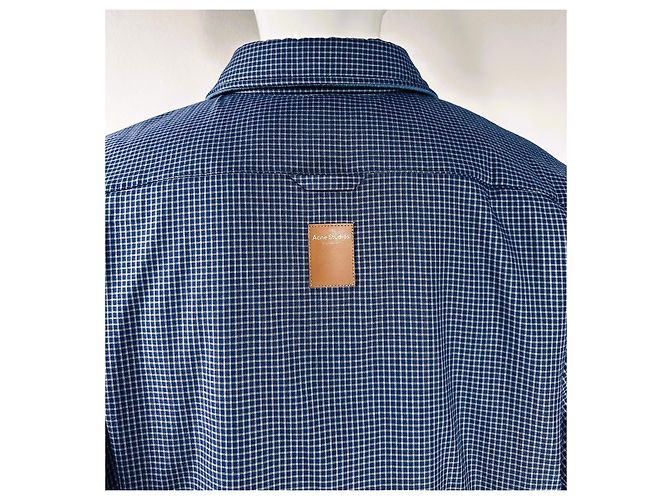 Acne Studios Oddy Wendbare wattierte Hemdjacke Blau Kariert - Ansicht 7
