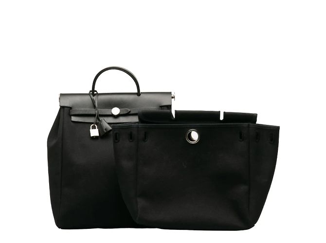 Hermès Zaino Toile Herbag Nero - vista 10