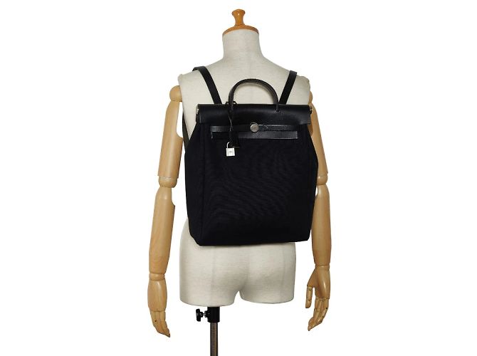 Hermès Zaino Toile Herbag Nero - vista 11