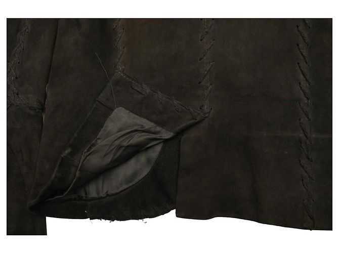 Autre Marque Atos Lombardini Wildlederjacke Schwarz mit Knebelverschluss 42 - Ansicht 10
