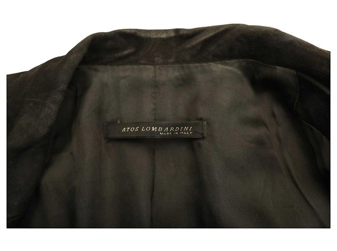 Autre Marque Atos Lombardini Wildlederjacke Schwarz mit Knebelverschluss 42 - Ansicht 4