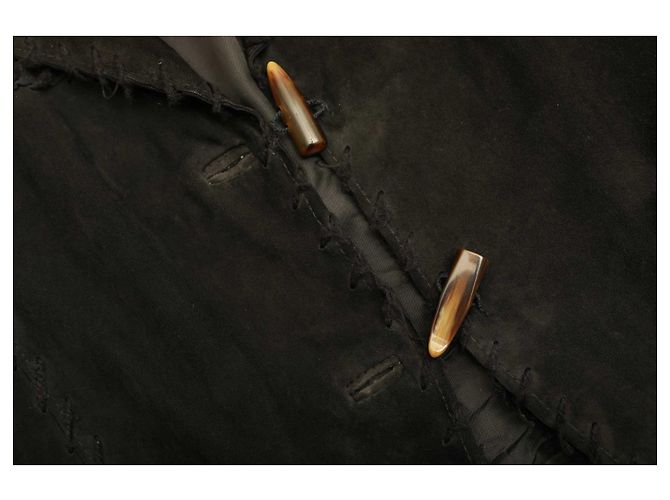 Autre Marque Atos Lombardini Wildlederjacke Schwarz mit Knebelverschluss 42 - Ansicht 7