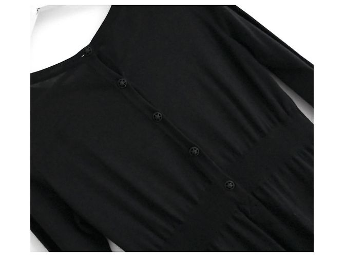 Chanel 2007 Kaschmirkleid mit Blumenapplikation Schwarz - Ansicht 7