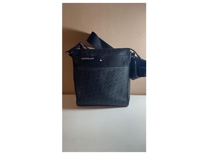 Borsa a tracolla Montblanc Blu Navy Pelle e Tela - vista 2