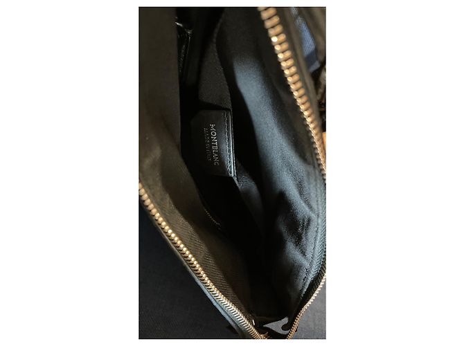 Borsa a tracolla Montblanc Blu Navy Pelle e Tela - vista 3