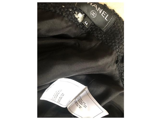 Gonna Chanel in tweed nera e bianca lana Nero Bianco - vista 10
