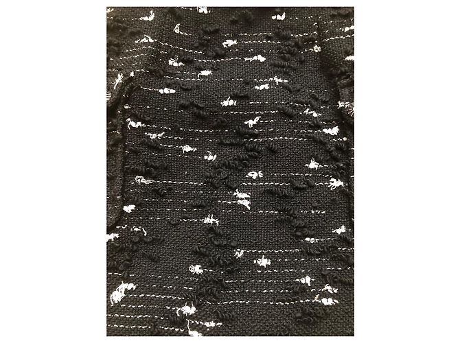 Gonna Chanel in tweed nera e bianca lana Nero Bianco - vista 2