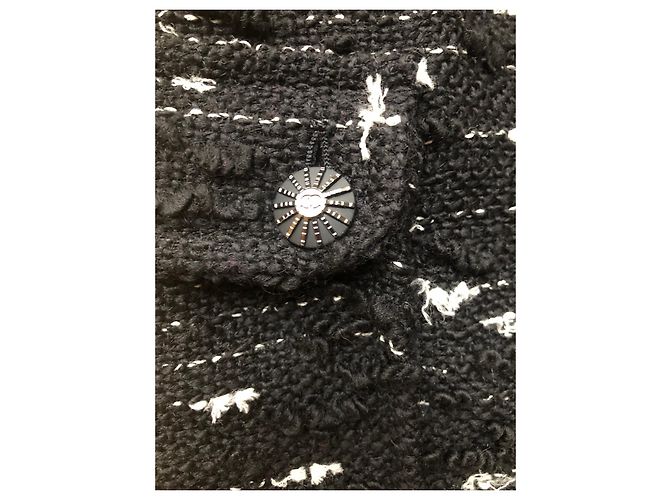 Gonna Chanel in tweed nera e bianca lana Nero Bianco - vista 3