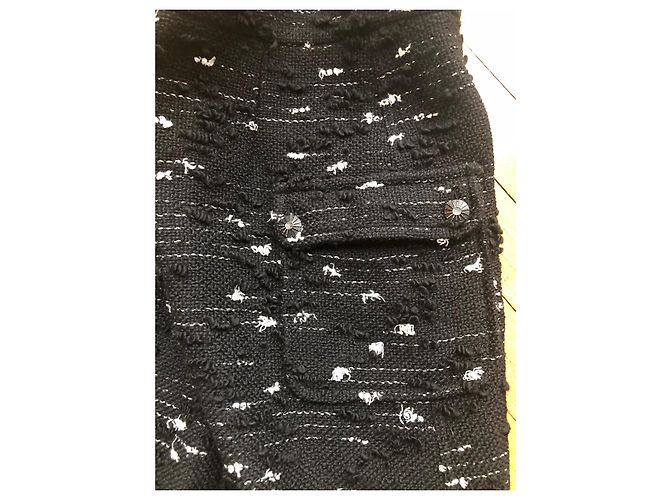 Gonna Chanel in tweed nera e bianca lana Nero Bianco - vista 4