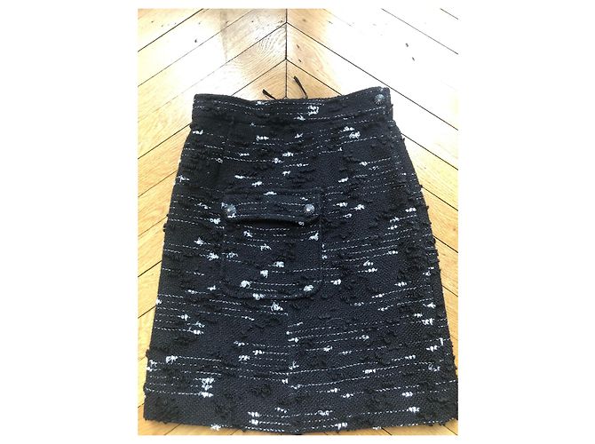 Gonna Chanel in tweed nera e bianca lana Nero Bianco - vista 7