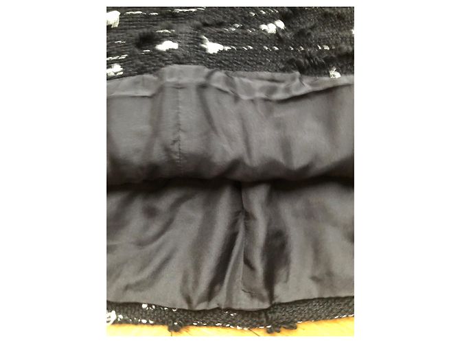 Gonna Chanel in tweed nera e bianca lana Nero Bianco - vista 8