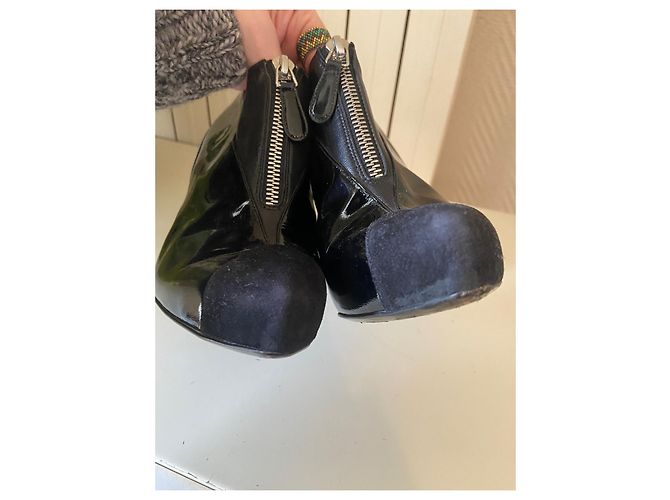Stivaletti Balenciaga in pelle e vernice nera Nero - vista 5