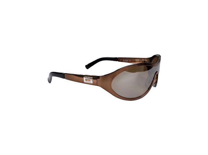 Gucci Metallic Shield Sonnenbrille Braun - Ansicht 2