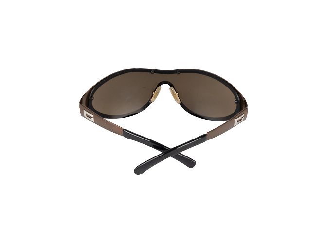 Gucci Metallic Shield Sonnenbrille Braun - Ansicht 3
