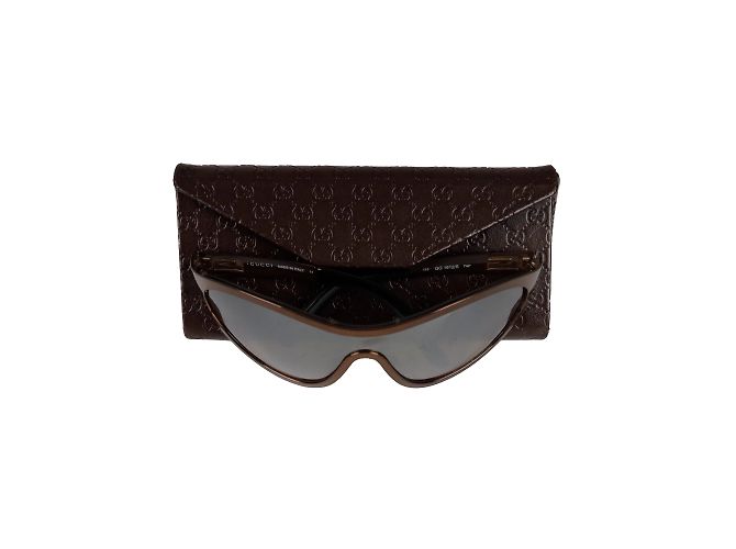 Gucci Metallic Shield Sonnenbrille Braun - Ansicht 7
