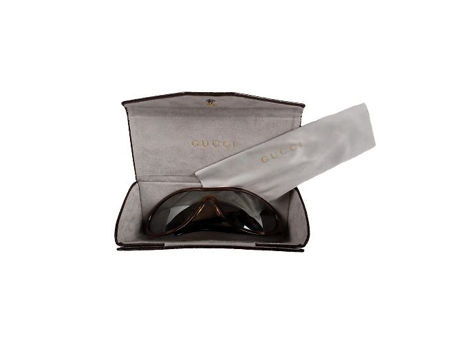 Gucci Metallic Shield Sonnenbrille Braun - Ansicht 8