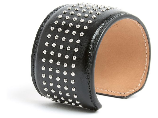 Pulsera Alaïa Brazalete Caracoles Plata Cuero Negro - vista 3