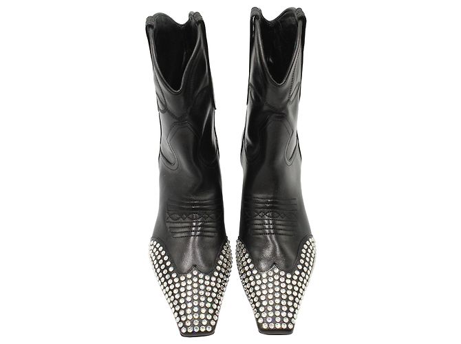 Stivaletti Khaite Dallas decorati con cristalli in pelle nera - vista 3