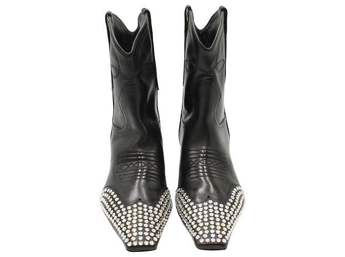 Stivaletti Khaite Dallas decorati con cristalli in pelle nera - vista 4