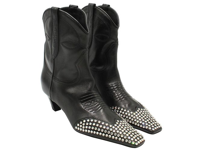 Stivaletti Khaite Dallas decorati con cristalli in pelle nera - vista 5